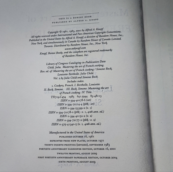 Julia Child Mastering The Art of French Cooking Cook Book Dust Jacket 2009 NEW - Picture 6 of 12